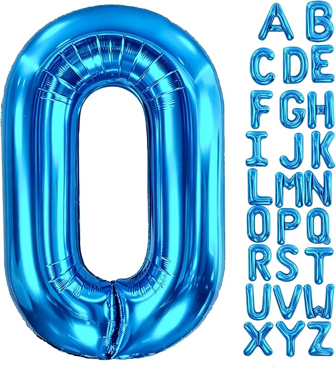Letter O Balloon 40 Inch Blue, Giant Alphabet Foil Balloon, Big Mylar Party by Aeniaza