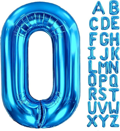 Letter O Balloon 40 Inch Blue, Giant Alphabet Foil Balloon, Big Mylar Party by Aeniaza