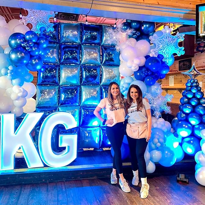 Blue Silver Square Foil Balloon Wall - Image 4