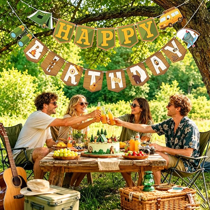 Camping Happy Birthday Banner Camping Birthday Party Decorations Camping Party - Image 8