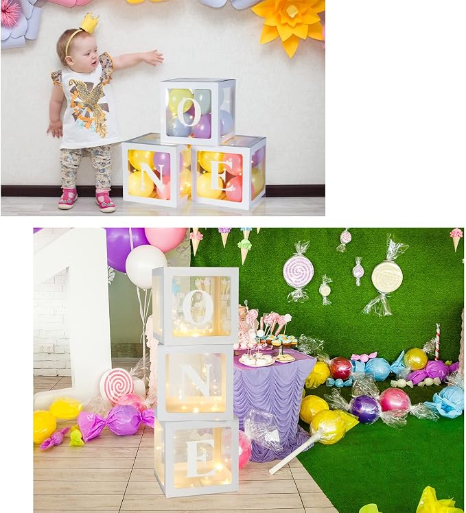 Qeeenar 3 Pcs Balloon Box Decorations First Birthday Decorations - Image 6