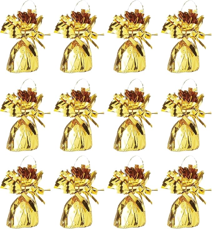 Metallic Plastic Wrapped Balloon Weights Party Decorations 12 Pcs by RoyalHouse
