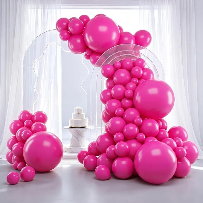 RUBFAC Pink Balloon Arch Kit Different Sizes Hot Pink Balloons 129pcs | Garland by RUBFAC