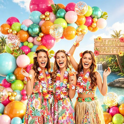 146PCS Tropical Balloon Arch Garland Kit, Olive Green Hot Pink Orange Rose Gold - Image 4