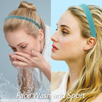 VELSCRUN Headbands for Women 7 Pcs Different Forest Green Knotted Solid Pearl Head Bands Non Slip Hair Band for Womens Gilrs Thin Thick Short Hair Fashion Accessories