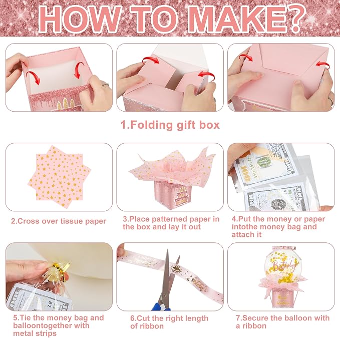 Pull Money Balloon Box Birthday Balloon Money Surprise Box Funny Pull Cash - Image 7