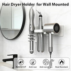 Hair Dryer Holder Blow Dryer Holder for Wall Mount Curling Iron Holder Flat Iron 3 in 1 Bathroom Hair Tool Organizer Rack White