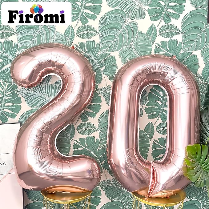 FIROMI 20 Foil Number Balloons Rose Gold 40-inch Big Mylar Balloon Numbers | - Image 4