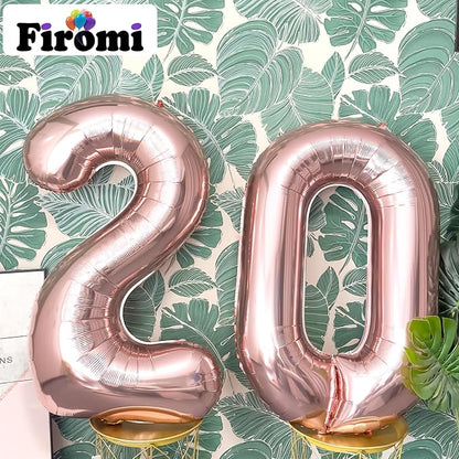 FIROMI 20 Foil Number Balloons Rose Gold 40-inch Big Mylar Balloon Numbers | - Image 4