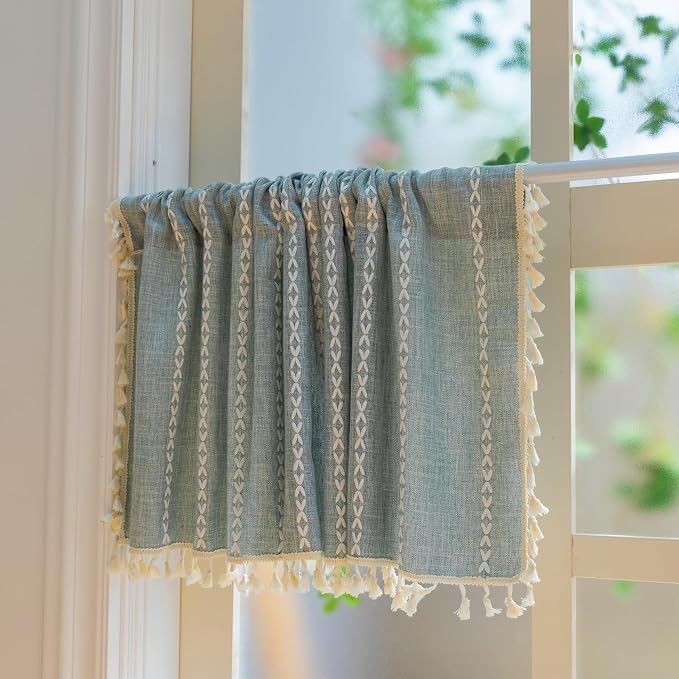 Sutuo Home Boho Linen Curtains Valance - Image 3