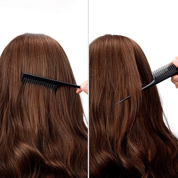 Leinuosen 3 Pcs Triple Teasing Comb Rat Tail Tool Tease Layers Pintail Comb for Women Back Root Teaser Adding Volume Structure Styling(Black)