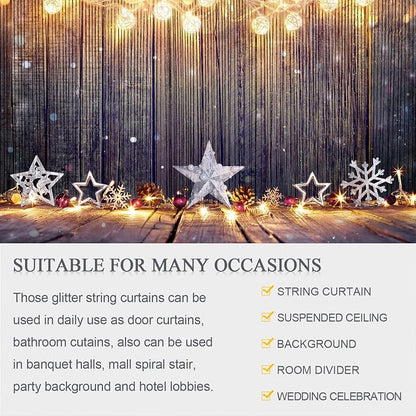 WILLBOND 4 Pcs String Curtains Glitter Fringe Curtains - Image 4