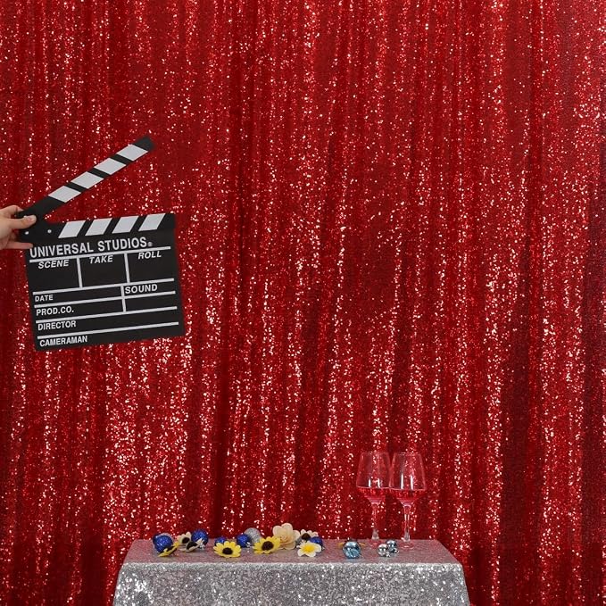 Poise3EHome Red Sequin Backdrop, 5FT x 7FT Glitter Photography Background - Image 4
