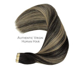 WENNALIFE Tape in Hair Extensions Human Hair, 20pcs 50g 22 inch Natural Black to Light Blonde Remy Hair Extensions Straight Human Hair Tape in Extensions Skin Weft Tape Extensions Human Hair