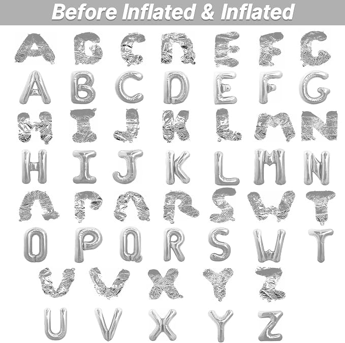 LIOZEOKUN Letter Balloons 16 Inch Alphabet A-Z Mylar Foil Balloons 2 Set - Image 3