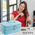Double-layer Hair Tools Travel Case with Black Hair Dryer Bag with Detachable Divider compatible with Shark FlexStyle/SmoothStyle - Flat Curling Iron Travel Organizer
