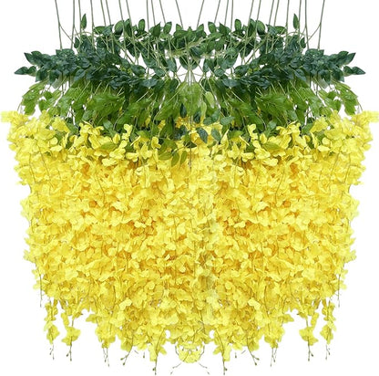 Artificial Wisteria Hanging Flowers-Fake Wisteria Flower Garland Silk Vines by WONICE
