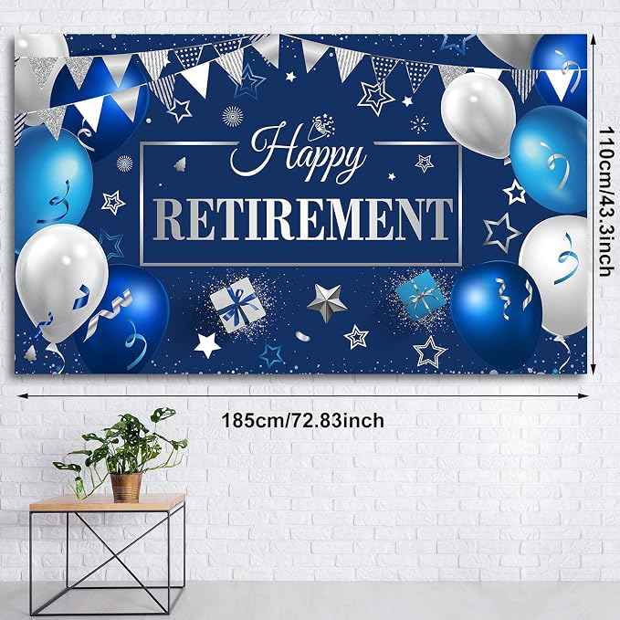 Blulu Retirement Party Decorations, Extra Large Fabric Retire Sign Banner Photo - Image 2