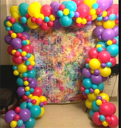 Pink Purple Blue Balloon Arch - Image 6