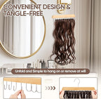 【2 Pack】 Wood Hair Extension Holder for Hair Storing, Washing, Drying, Coloring, Styling, Foldable Belt Hanger, Rotating Multi-Purpose Hooks Hanger, Hanging Closet Organizer
