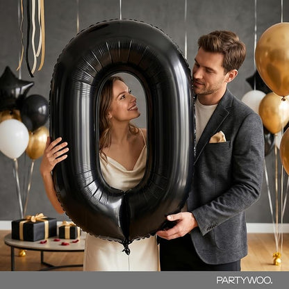PartyWoo Number Balloons 40 Inch Black Number 0 Kit 25pcs - Image 9