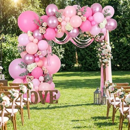 RUBFAC Pink Balloons Set, Metallic Pearl Pastel Light Pink Party Balloons 12 - Image 4