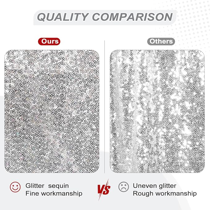 PartyDelight Silver Sequin Backdrop 6x6ft Sparkly Photo Curtain | 4 Inch Rod - Image 4