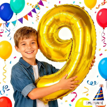 40 inch Number Balloon 0-9 Gold Large Number 9 Balloons, Digital Balloons - Image 2