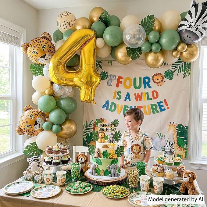 Gold Number 4 Balloon 40 Inch, Foil Decor - Image 6