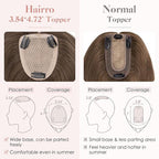 Hairro Human Hair Toppers Free Parted, 3.5x4.7" Base Hand-wovened 100% Real Hairpieces, with Invisible Clips-in for Women, for High Hairline/Adding Volume on Top, 16 Inch Cocoa Brown