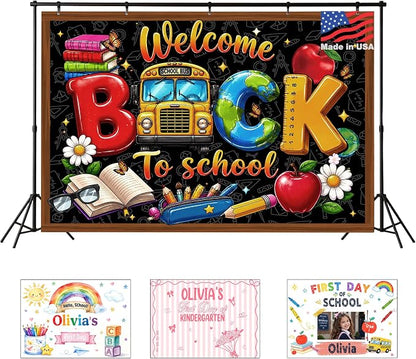 Custom Back to School Backdrop, Personalized First Day of School Photography by Acoweno