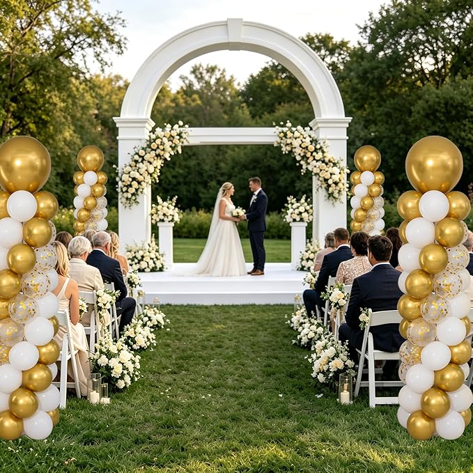 White and Gold Balloon Column Stand Kit Set of 2 - Image 9