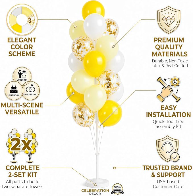 Hiins Pastel Yellow Balloons Tree Kit - Image 3