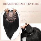 CROWN GUIDE 12 Inch Hair Toppers for Women with Thinning Hair - Synthetic Clip in Topper with Bangs Breathable Hairpiece 6.5x6.5 Base, Instantly Adds Volume & Wiglets Full Coverage (Black Brown)