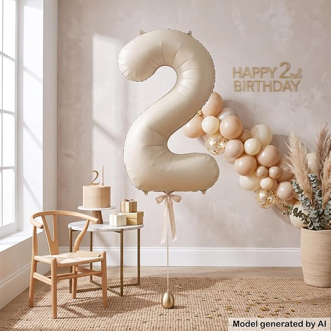 40 Inch Cream Foil Number 2 Balloon - Image 4