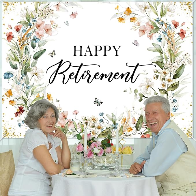 Avezano Happy Retirement Banner Wildflower Themed Happy Retirement Party - Image 4