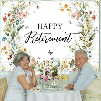 Avezano Happy Retirement Banner Wildflower Themed Happy Retirement Party - Image 4