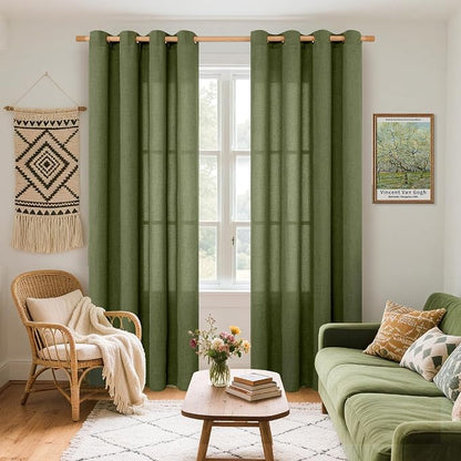 YoungsTex Olive Linen Curtains 80 Inch Length - Image 2