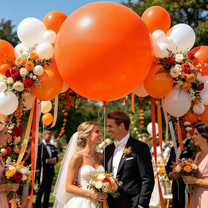 5Pcs Orange Big Balloons 36 Inch, Round Large Latex Party Balloons - Image 6