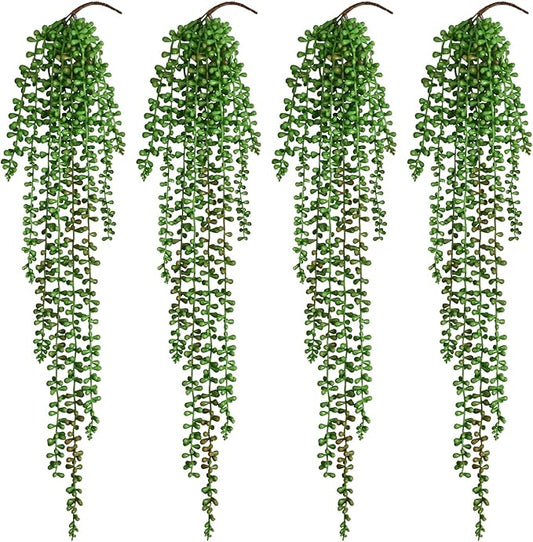 4Pcs Artificial Hanging Plants for Outdoors, Fake Vines Greenery | UV Resistant by Waipfaru