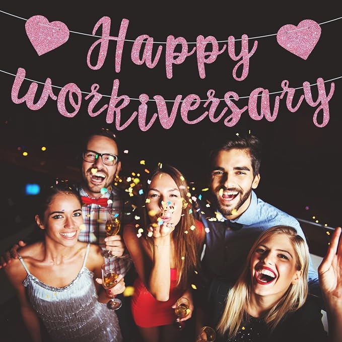 Pink Glitter Happy Workiversary Banner - Image 4