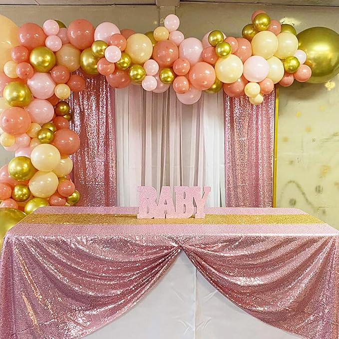 Pink Sequin Backdrop Curtains Party Photo Glitter Drapes 2 Pcs 2FTx8FT | - Image 7