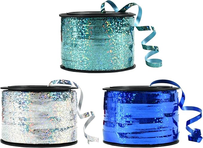 BEISHIDA Blue Blue Silver Curling Ribbons Balloon String Ribbons by Beishida