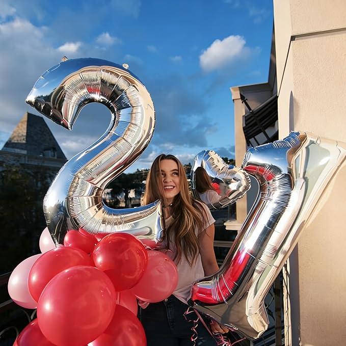 Numbers 10 Balloon 40Inch Silver Balloons - Image 2