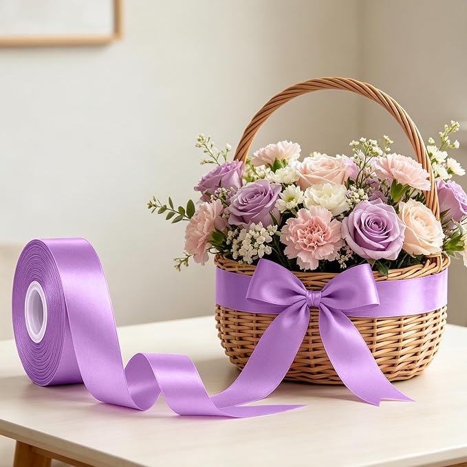 30Yards 1In Lavender Satin Ribbon - Image 5
