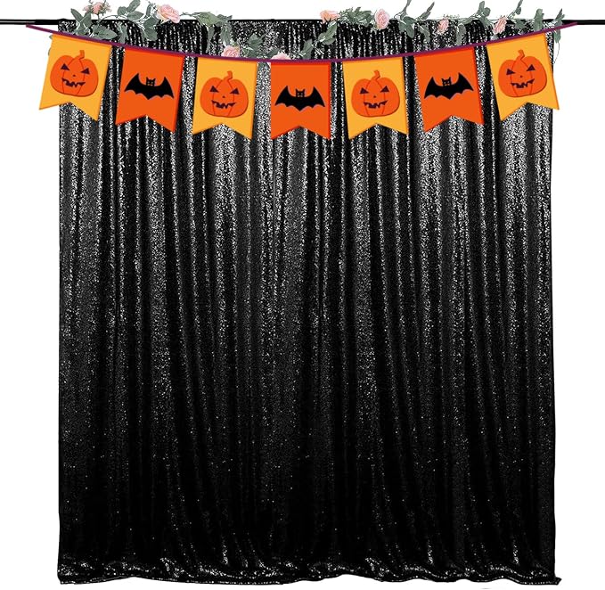Black Sequin Backdrop for Birthday Party 10FTx10FT | 1 Panel, Glitter Sequin - Image 9