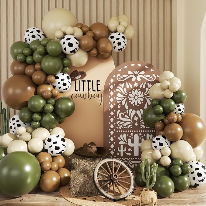 Cowboy Western Green Balloon Arch Kit, My First Rodeo Decoration | Cow Brown by JOYFLOAT