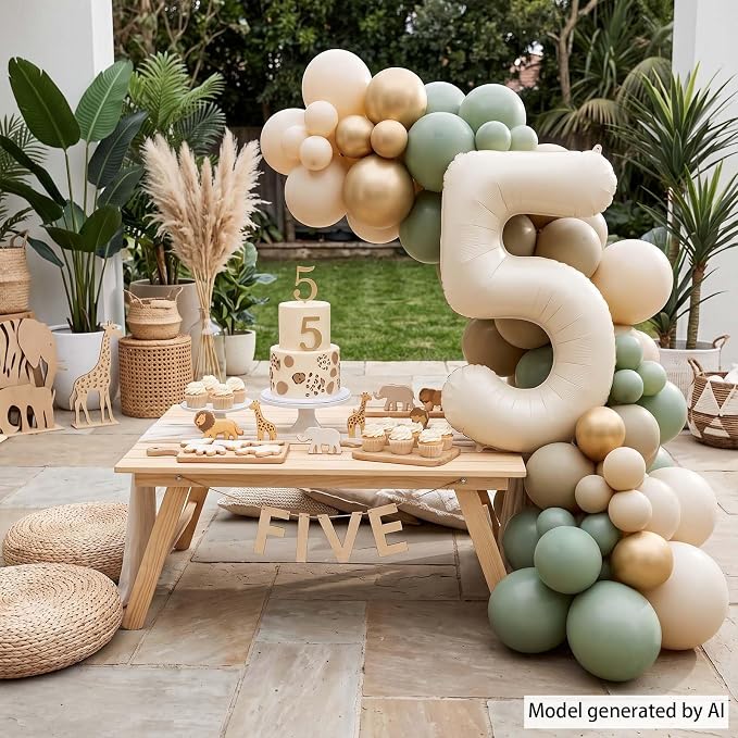 Cream Number 5 Balloon 40 Inch, Foil Numeral - Image 3