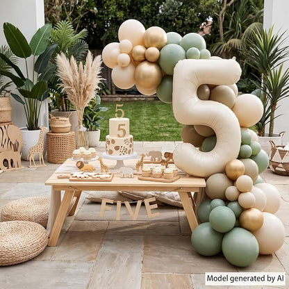 Cream Number 5 Balloon 40 Inch, Foil Numeral - Image 3