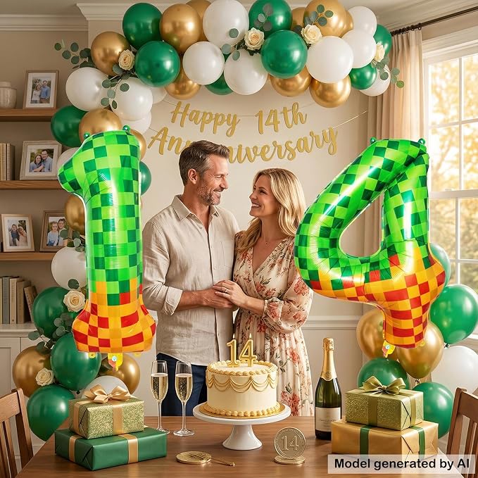 40 Inch Pixel Foil Number 14 Balloon - Image 6